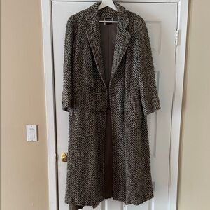Women's Black and Gray Herringbone Coat